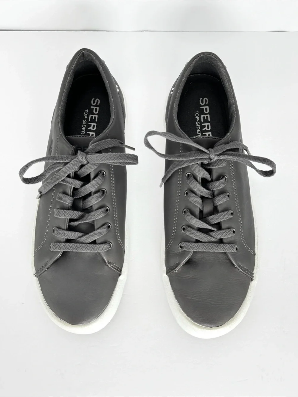 Sperry Men's Black Low-Top Lace-Up Sneakers with White Sole